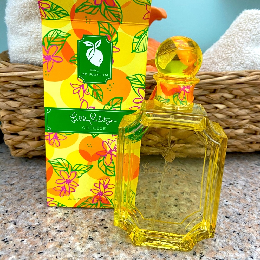 Lilly Pulitzer perfume Squeeze (yellow bottle).